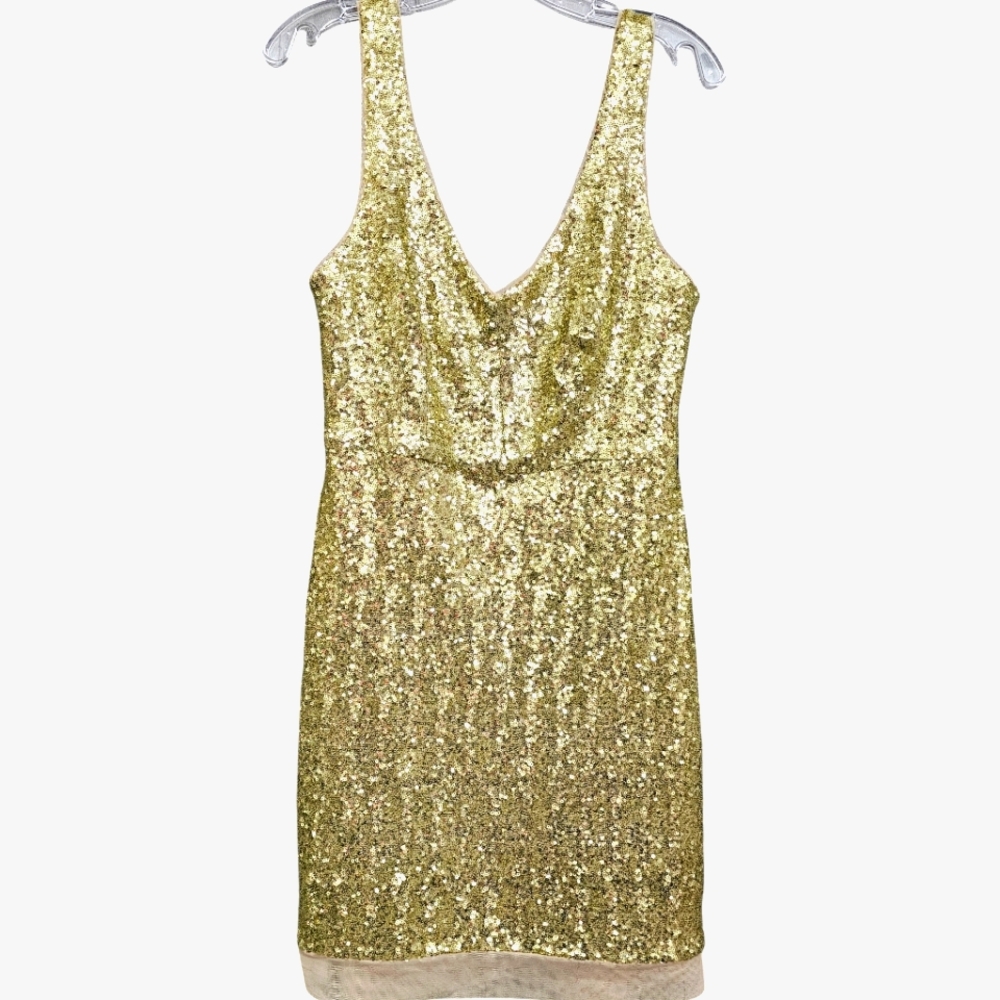 Nwot B Smart Sleeveless Gold Sequined/Tulle Cocktail Party Dress